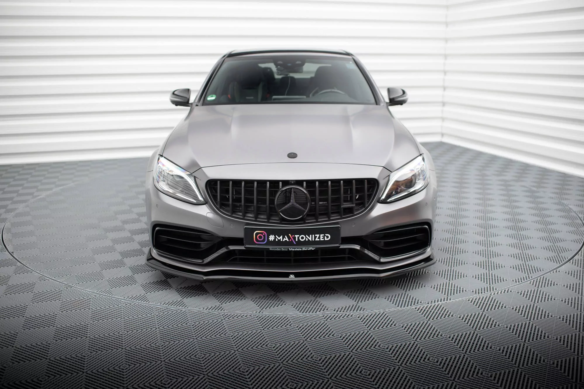 Front Ansatz V.1 Für Mercedes-AMG C63 Limousine / Kombi W205 Facelift Schwarz Hochglanz