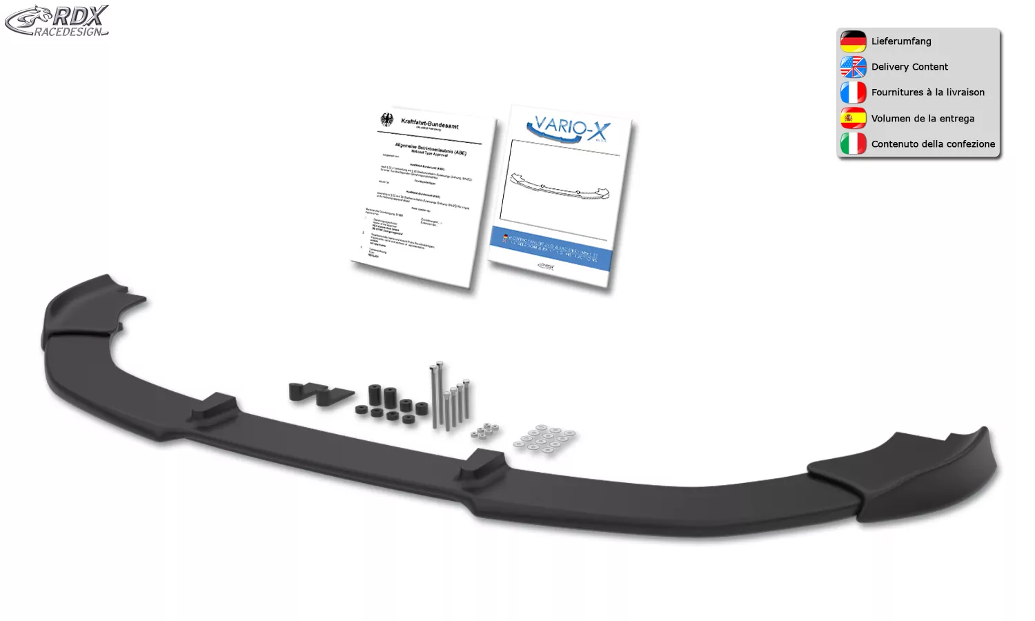 RDX Frontspoiler VARIO-X für VW Golf 7 GTI / GTD Frontlippe Front Ansatz Vorne Spoilerlippe