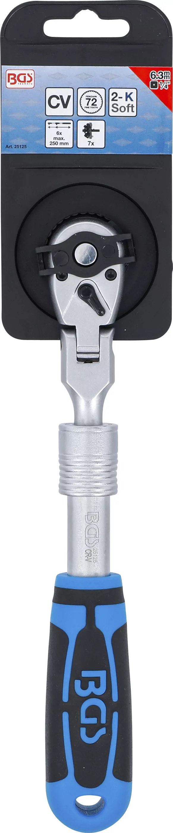 Umschaltknarre, ausziehbar, abwinkelbar | Abtrieb Außenvierkant 6,3 mm (1/2") | 210 - 250 mm