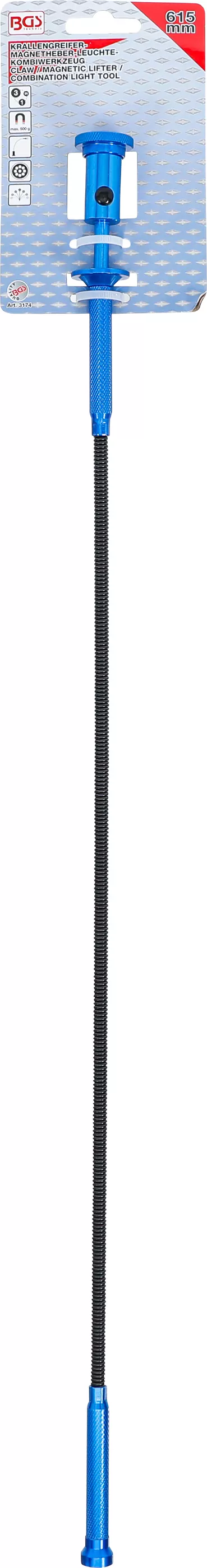 Krallengreifer-Magnetheber-Leuchte-Kombiwerkzeug | 615 mm