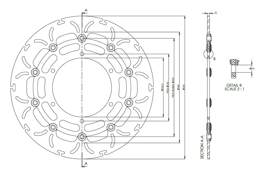 alpha Technik Bremsscheibe Omega-Design ABD33 hinten für Yamaha FJR1300 MT01 XV950 XVS950 YFZ750R7