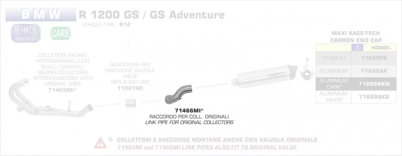 71466MI-Arrow Zwischenrohr Für Originalkrümmer BMW R 1200 GS / Adventure 10-12