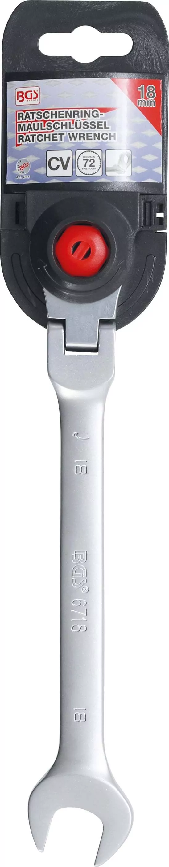 Ratschenring-Maulschlüssel | abwinkelbar | SW 18 mm