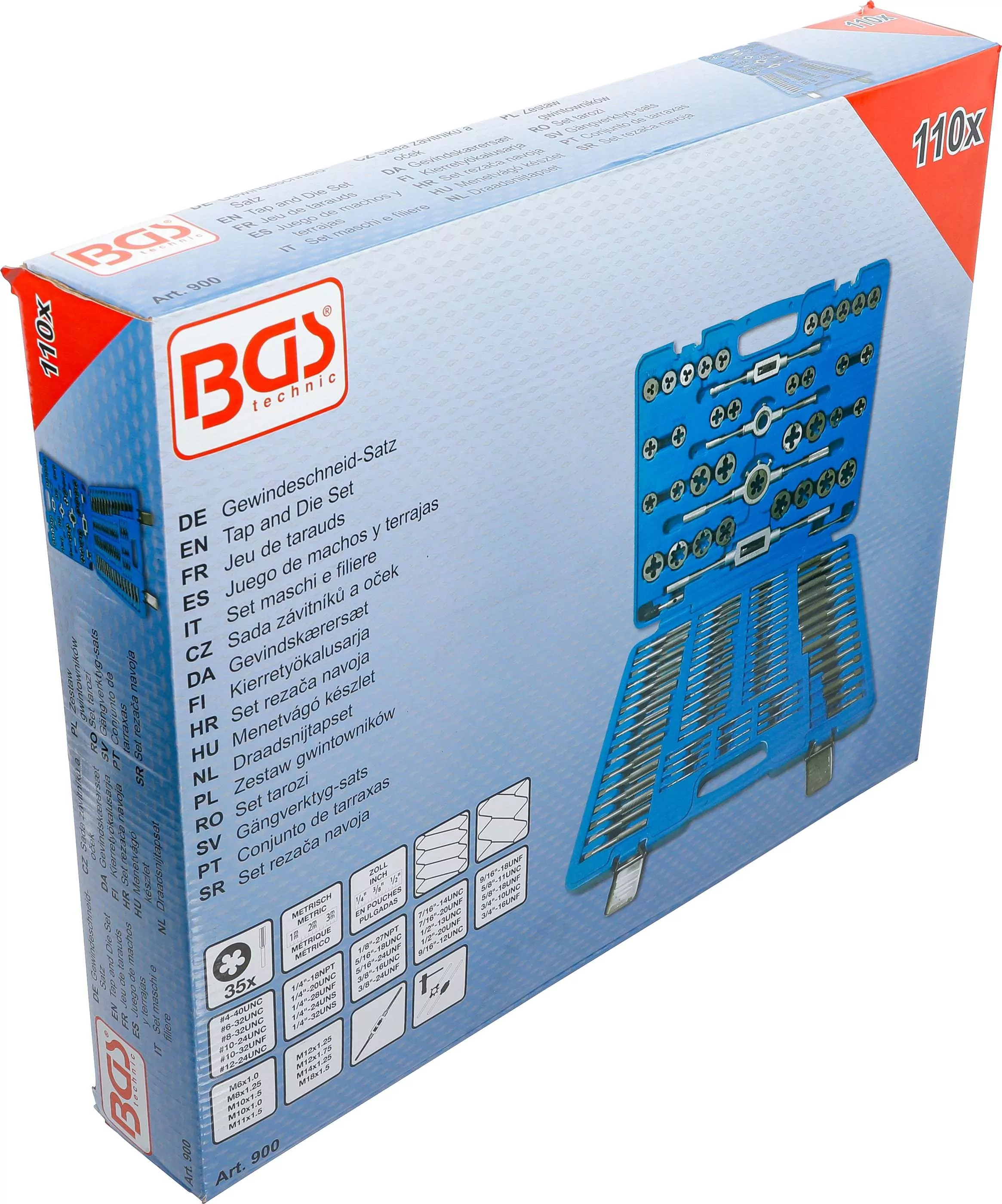 Gewindeschneid-Satz | metrisch / Zoll | 110-tlg.