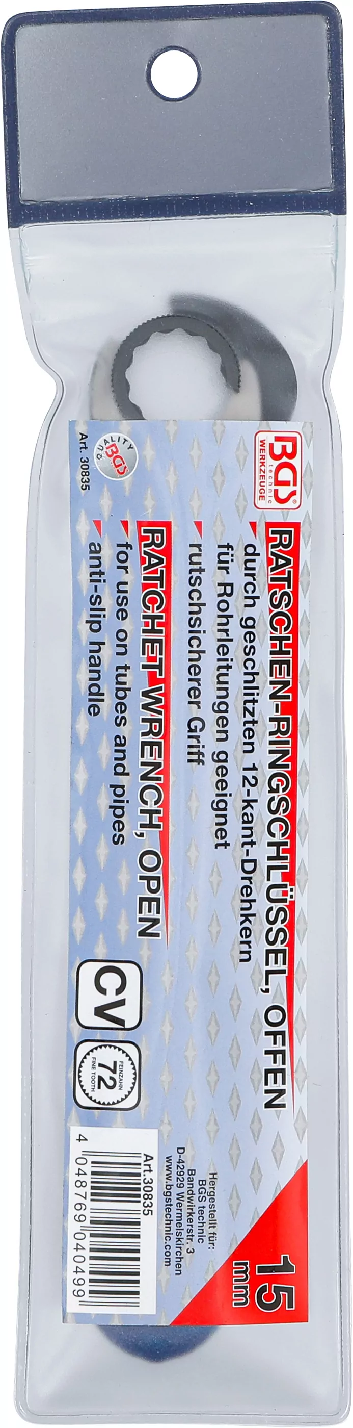 Ratschen-Ringschlüssel, offen | SW 15 mm