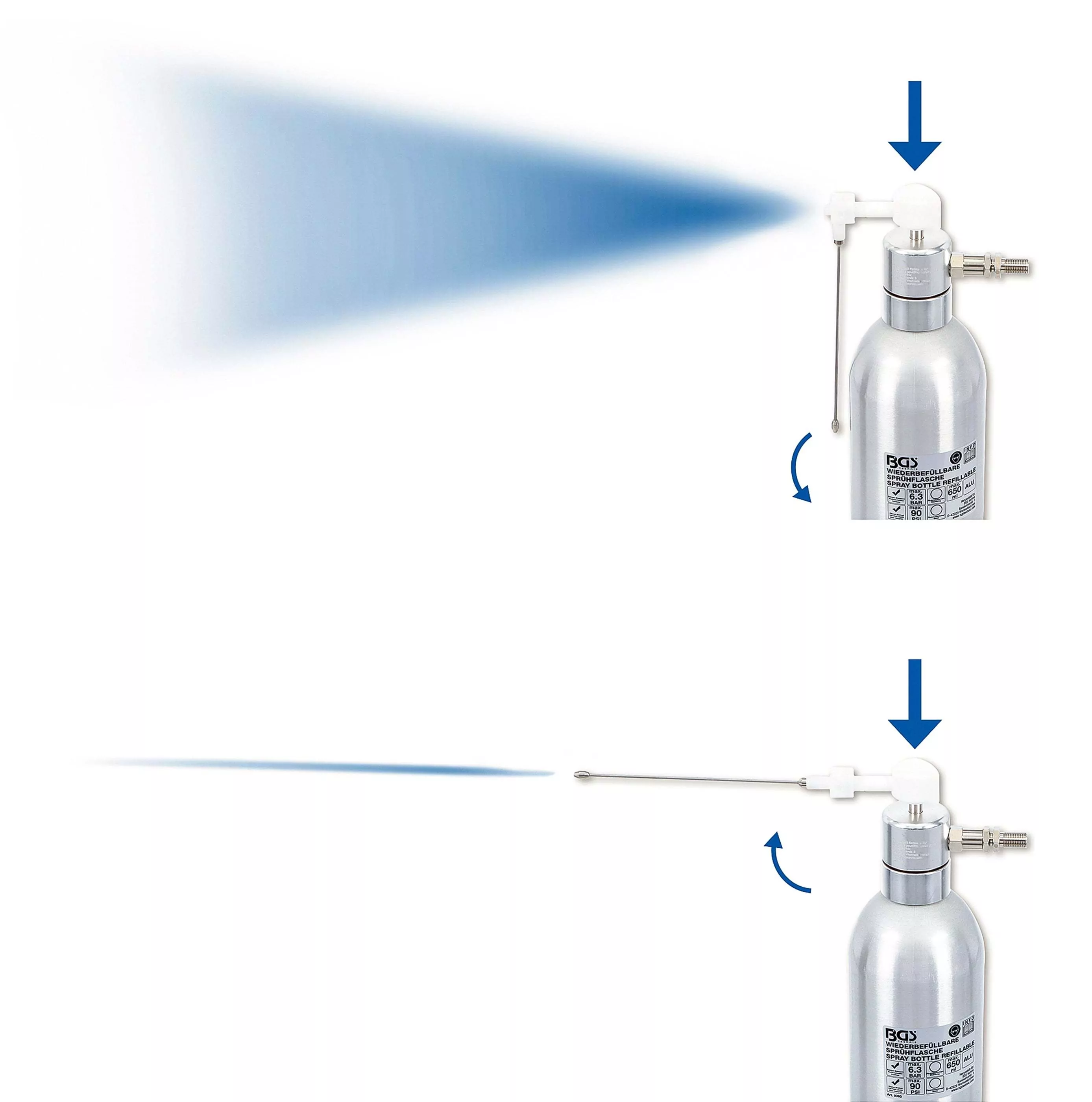 Druckluft-Sprühflasche | Aluminiumausführung | 650 ml
