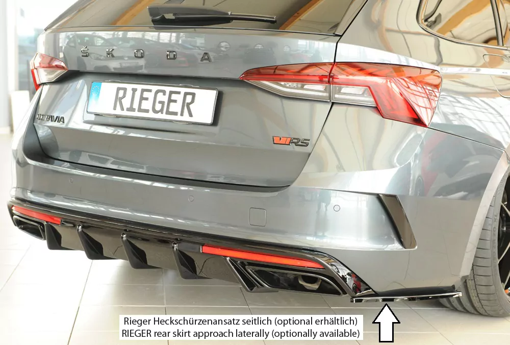 Rieger Heckeinsatz glanz schwarz für Skoda Octavia RS (NX) Lim. 08.24- (ab Facelift/PV)