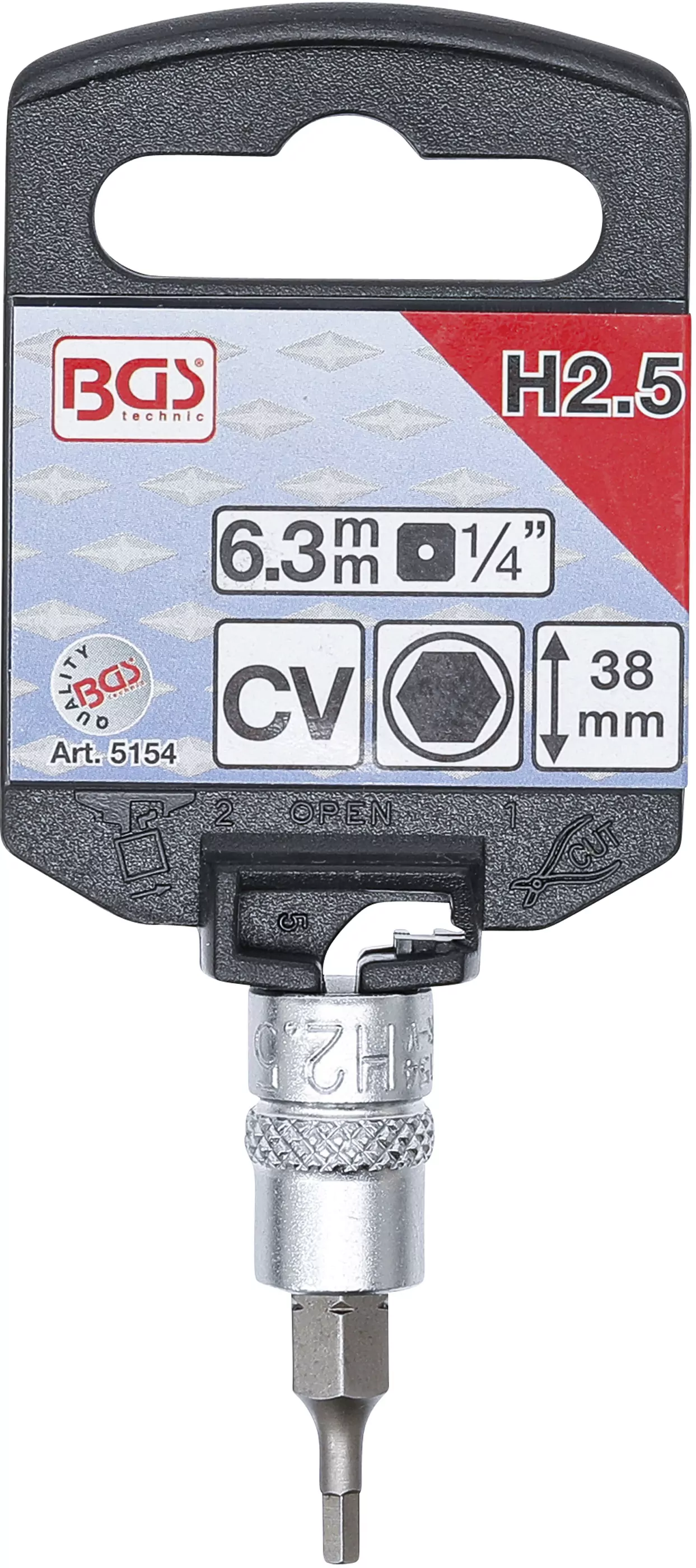 Bit-Einsatz | Antrieb Innenvierkant 6,3 mm (1/4") | Innensechskant 2,5 mm