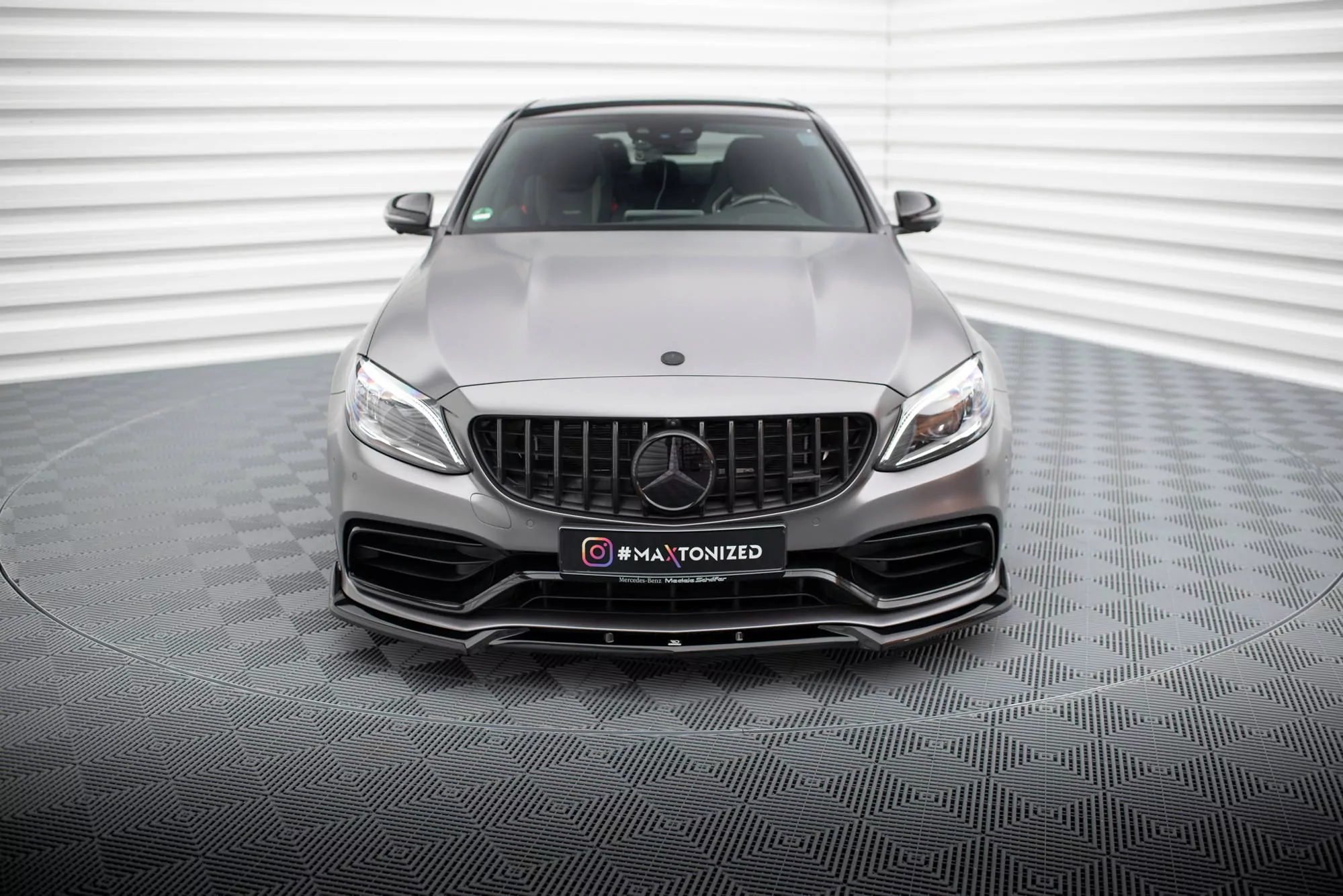 Front Ansatz V.2 Für Mercedes-AMG C63 Limousine / Kombi W205 Facelift Schwarz Hochglanz