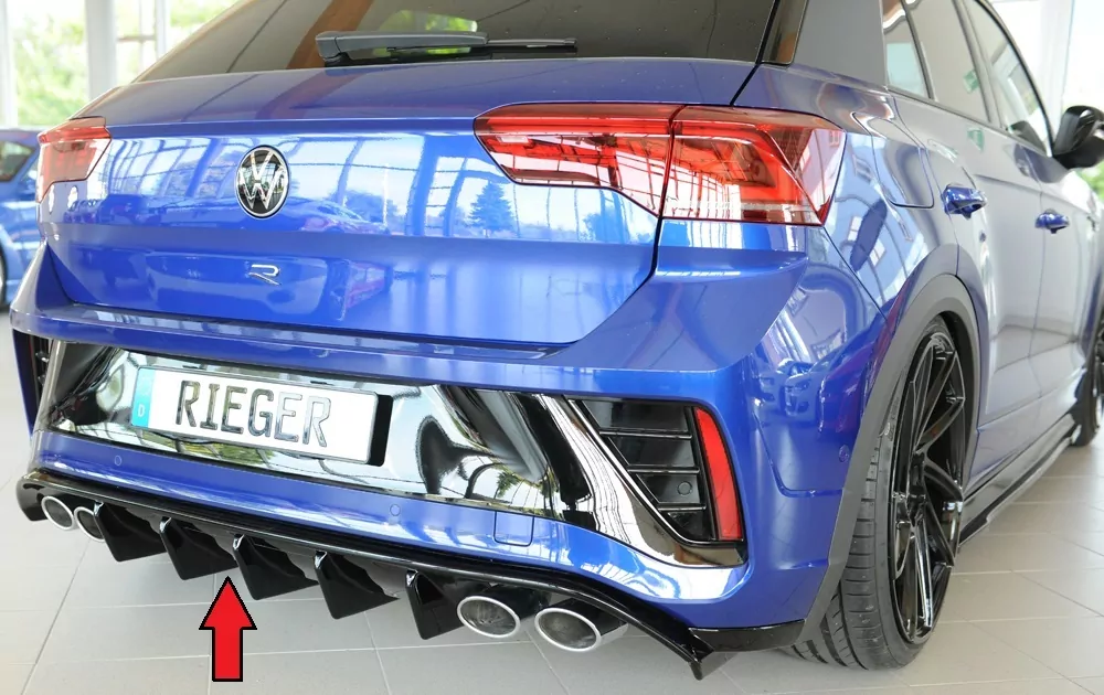 Rieger Heckeinsatz (für Fzg. mit AHK) glanz schwarz für VW T-Roc R (A1) 5-tür. 01.22- (ab Facelift)