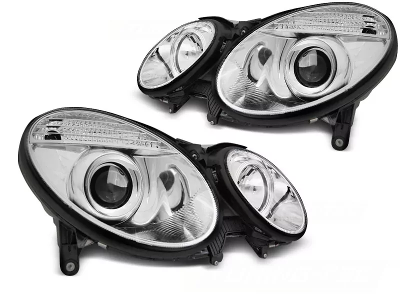 Headlights Chrome Fits Mercedes W211 E-Klasse 05.06-09