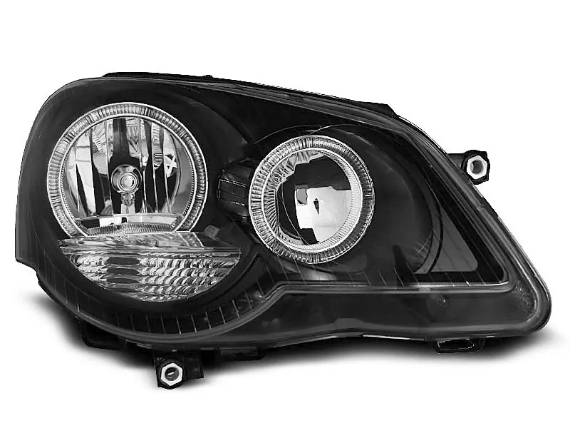 HEADLIGHTS ANGEL EYES BLACK fits VW POLO 9N3 04.05-09