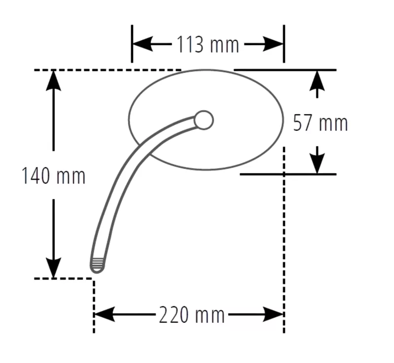 SHIN YO Spiegel Chrom Chopper, Lang, Rechteckig, Links (1Stck.)