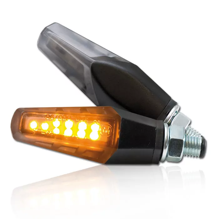 LED-Blinker "Freeze" | schwarz | getönt | M10 Paar | L 64 x B 25 x H 15 mm | E-geprüft