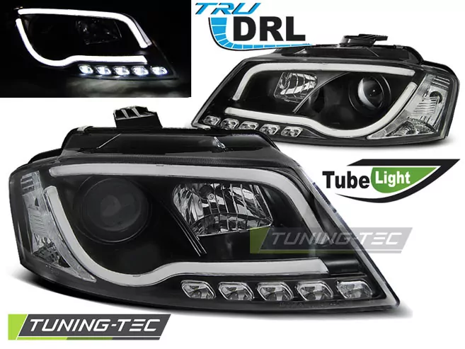 HEADLIGHTS TUBE LIGHT DRL BLACK fits AUDI A3 8P 08-12