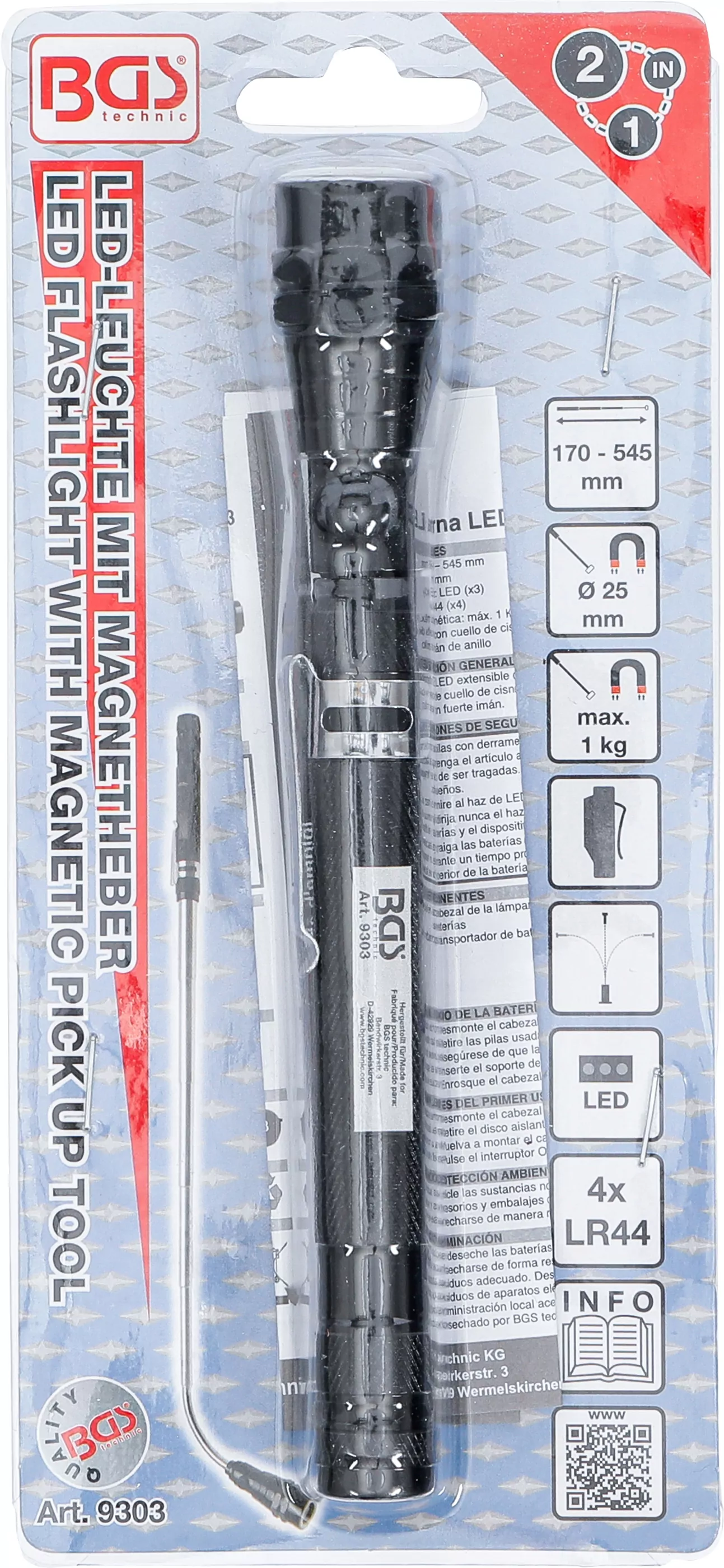 Ausziehbare LED-Leuchte mit Magnetheber | "2-IN-1"