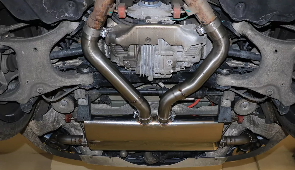 BMW X5 F15  Endschalldämpfer quer Ausgang rechts/links, Eingang doppelflutig - 2x80 Typ 16 rechts/links