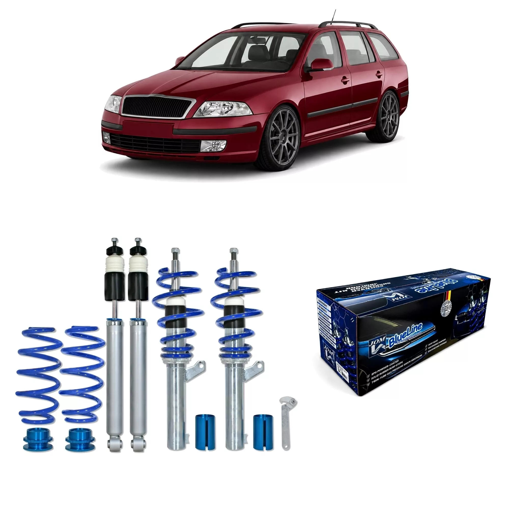 BlueLine Gewindefahrwerk passend für Skoda Octavia (1Z) inklusive Kombi-, RS- und VRS-Modelle 1.9TDi / DSG, 2.0TDi / DSG