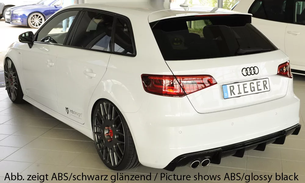 Rieger Heckeinsatz für Audi A3 (8V) - 3-tür. (Schrägheck 8V1) 07.12-08.16 (bis Facelift) carbon optik