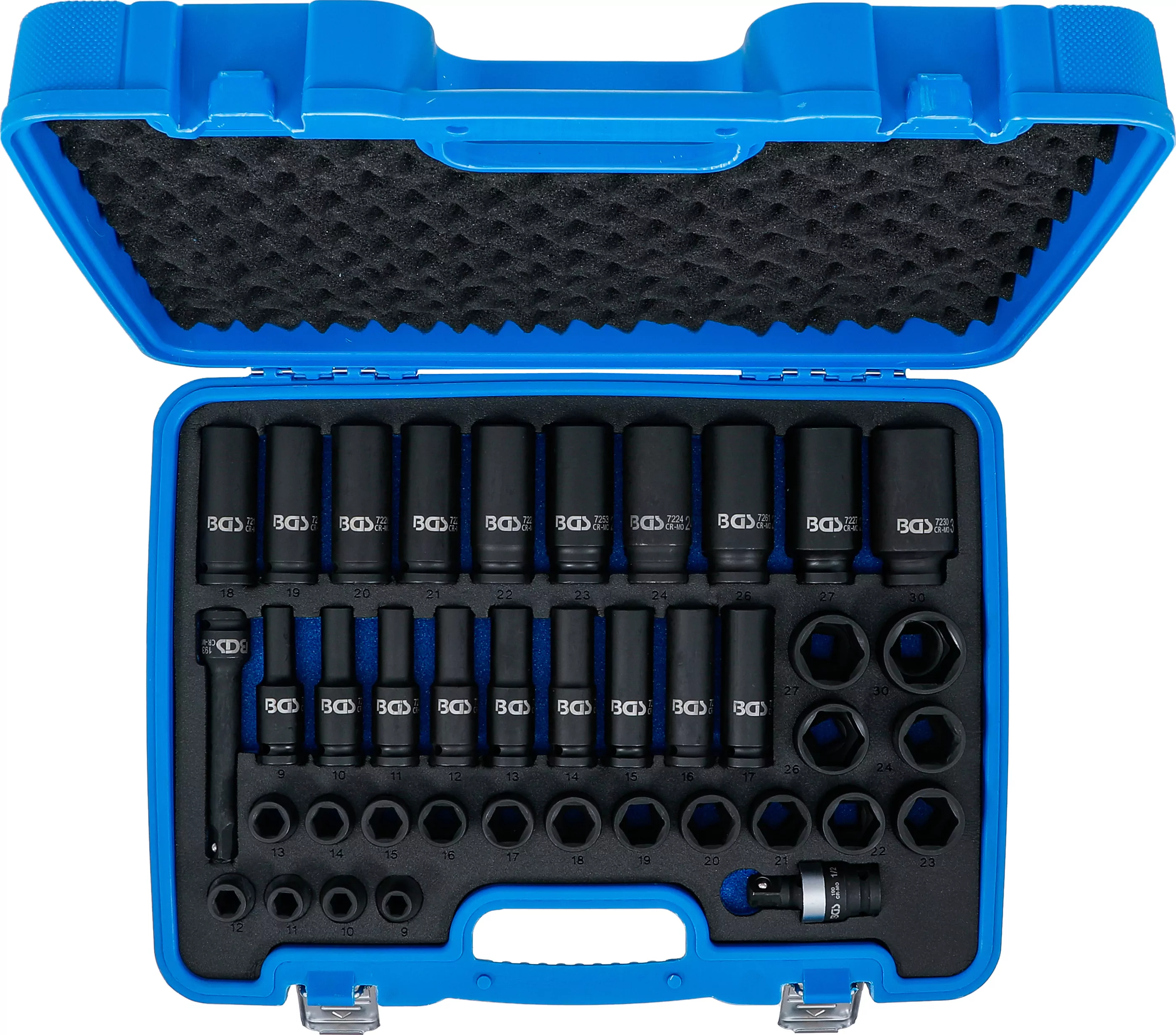 Kraft-Steckschlüssel-Einsatz-Satz Sechskant | Antrieb Innenvierkant 12,5 mm (1/2") | SW 9 - 30 mm | 40-tlg.