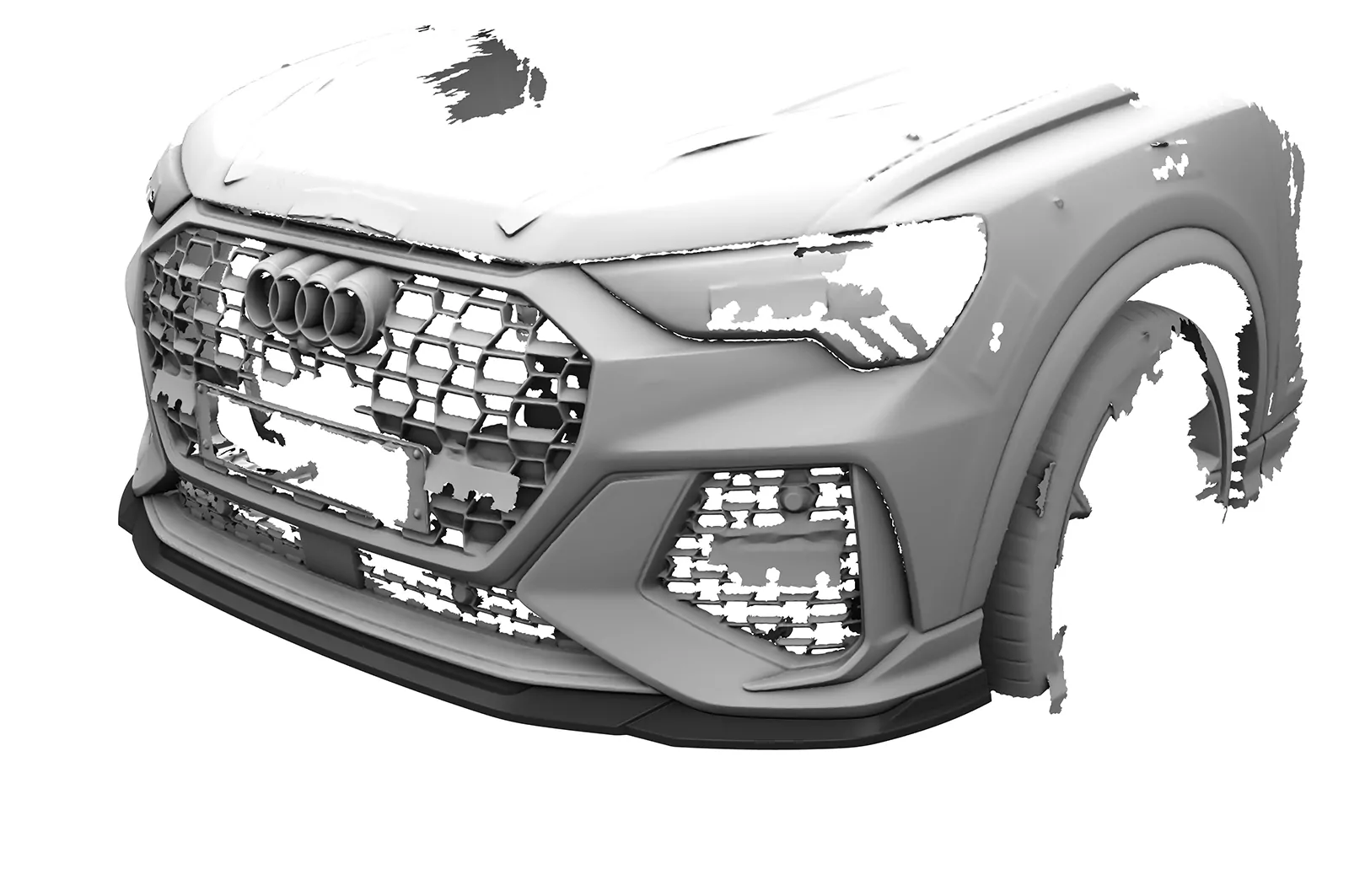 Cup-Spoilerlippe mit ABE für Audi RSQ3 (F3) CSL838 Schwarz Strukturiert