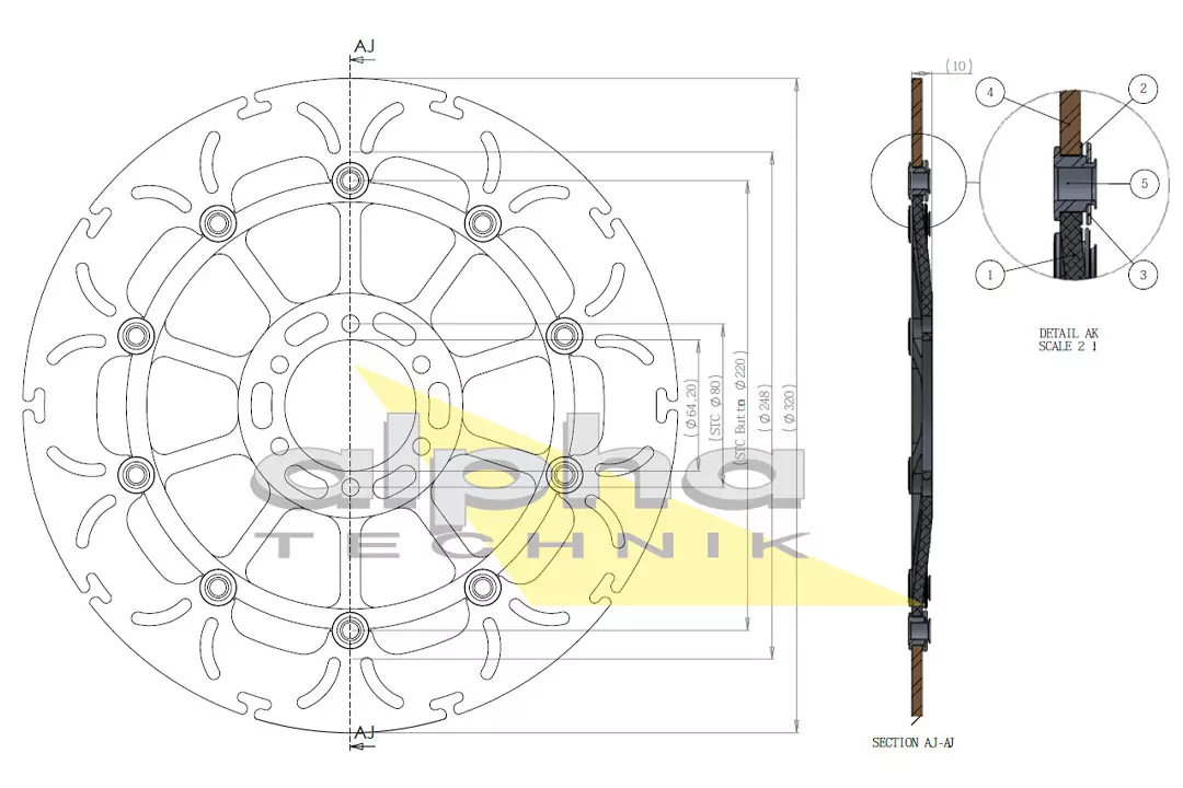 alpha Technik Bremsscheibe ABD33 schwimmend