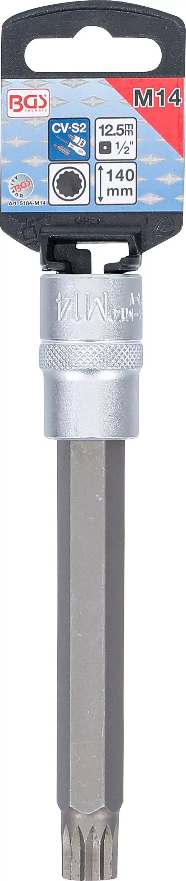 Bit-Einsatz | Länge 140 mm | Antrieb Innenvierkant 12,5 mm (1/2") | Innenvielzahn (für XZN) M14