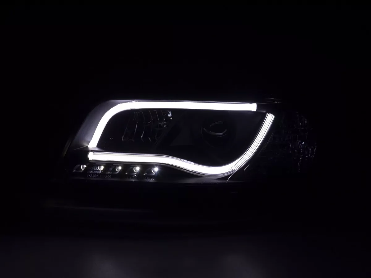 Scheinwerfer Set Daylight LED TFL-Optik Audi A6 Typ 4B Bj. 01-04 schwarz für Rechtslenker