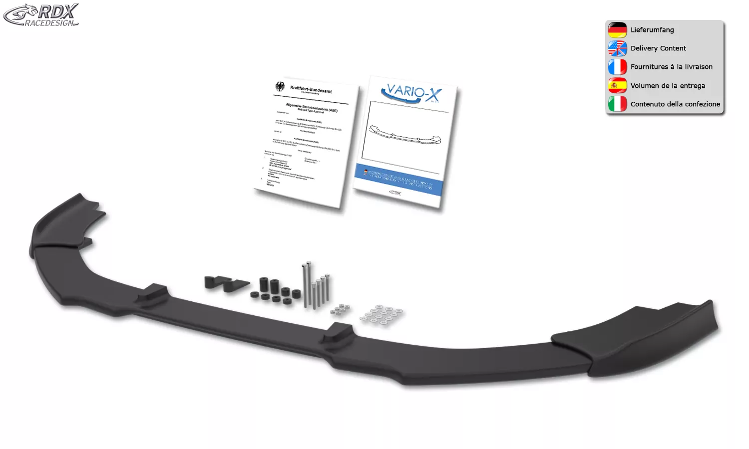 RDX Frontspoiler VARIO-X für RENAULT Megane 4 Limousine & Grandtour für GT & GT-Line Frontlippe Front Ansatz Vorne Spoilerlippe