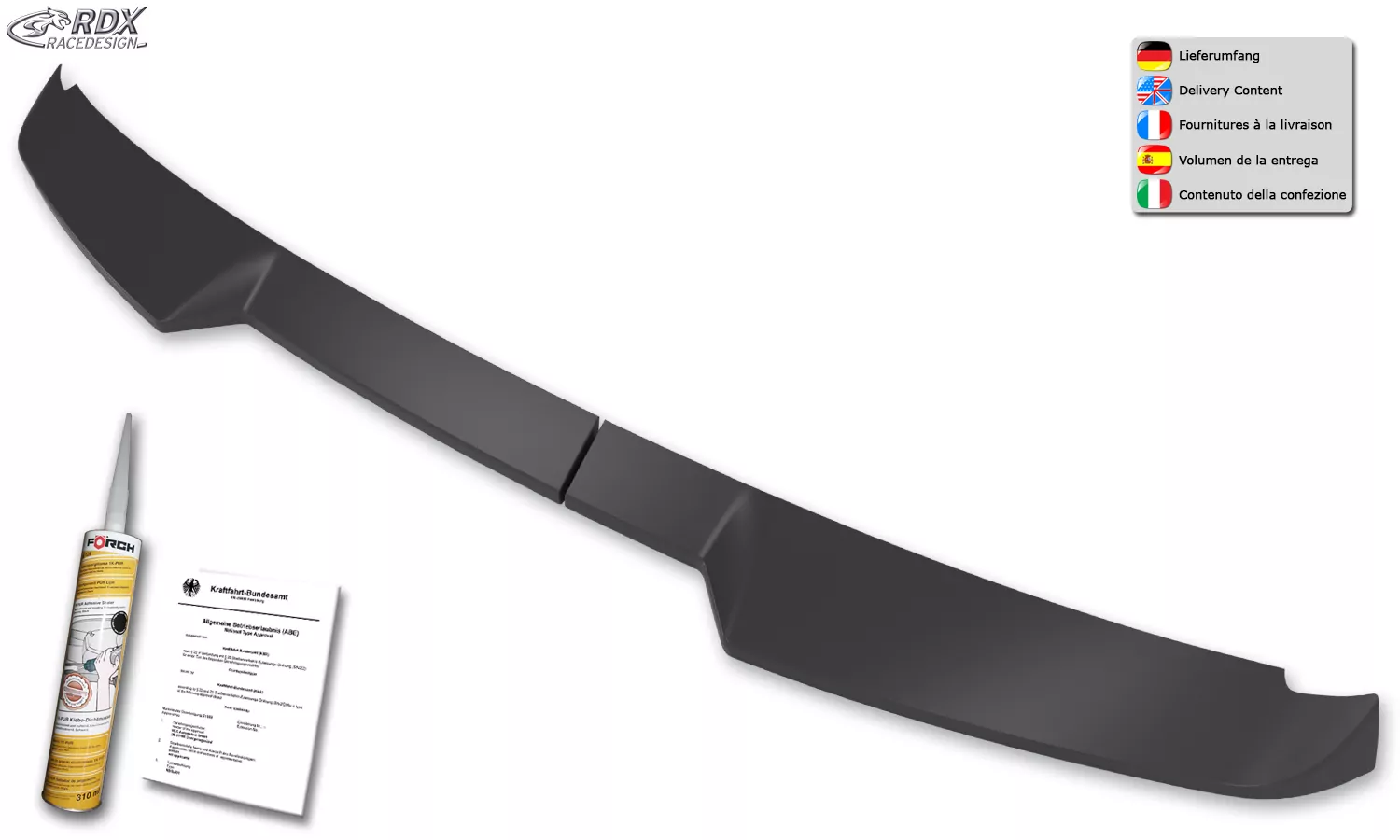 RDX Heckspoiler für VW Caddy SB 2K 2KN (2020+) mit geteilter Heckklappe Flügeltüren Dachspoiler Spoiler Flügeltürer