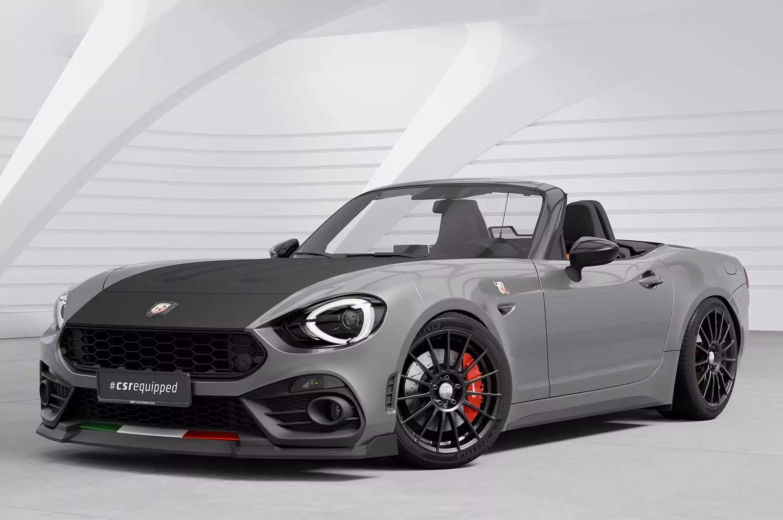 Cup-Spoilerlippe mit ABE für Fiat Abarth 124 Spider CSL824 Schwarz Strukturiert