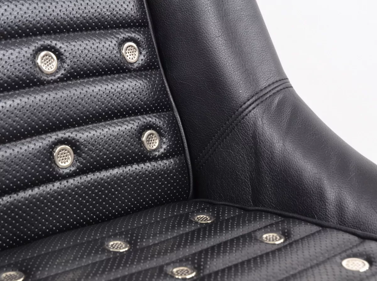 FK Oldtimersitze Auto Vollschalensitze Set Classic 1 Kunstleder schwarz mit Kopfstütze inkl. Laufschienen