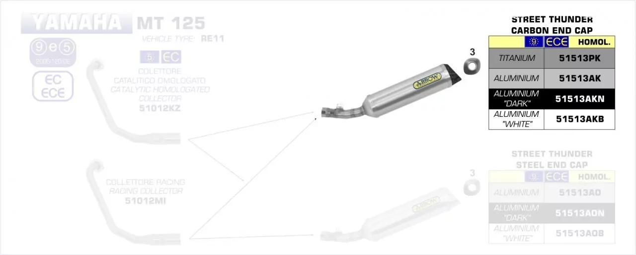 Arrow Endschalldämpfer Thunder Titan Yamaha MT 125 14-19