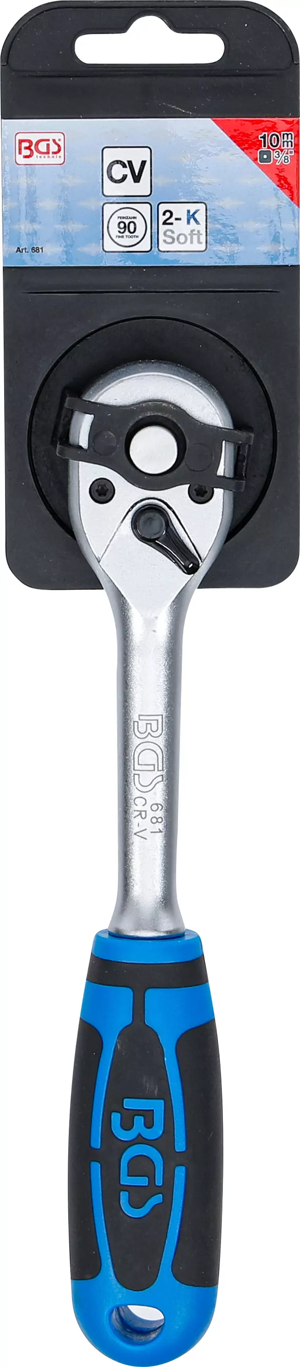 Umschaltknarre | gerade Ausführung | feinverzahnt | Abtrieb Außenvierkant 10 mm (3/8")