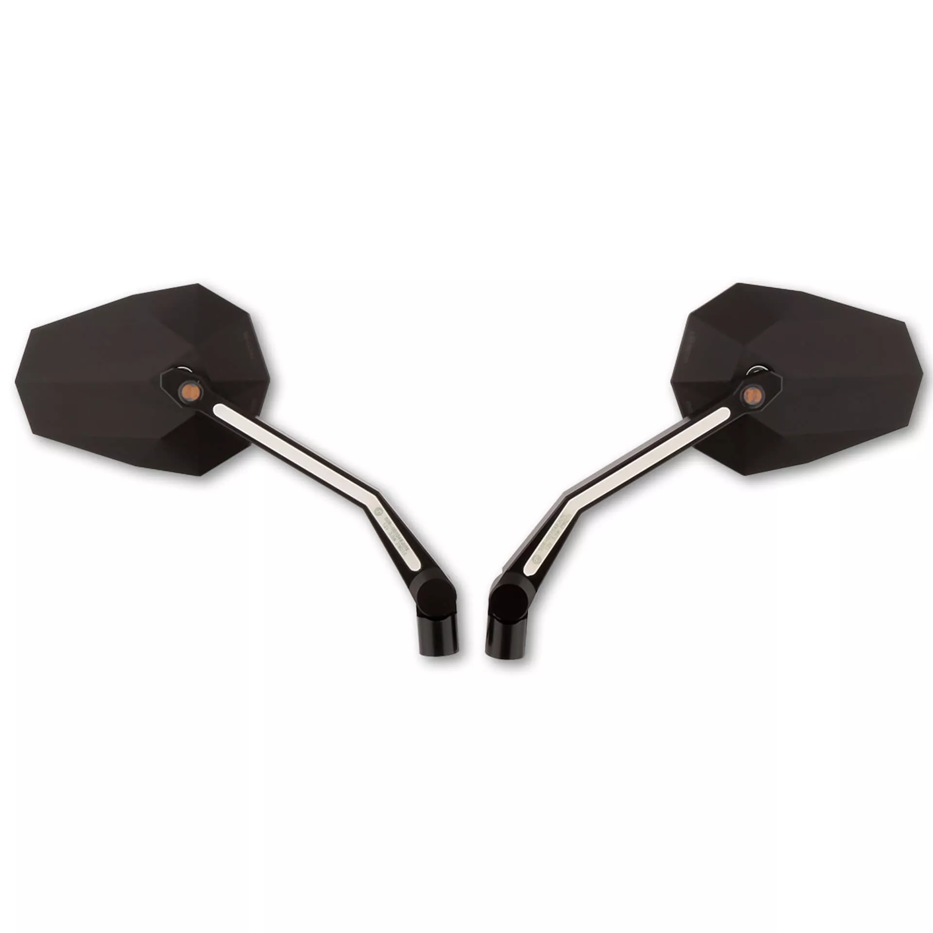 HIGHSIDER pro Handlebar Mirror Stealth -X4 Black With LED Indicator/Position Light (Pair)