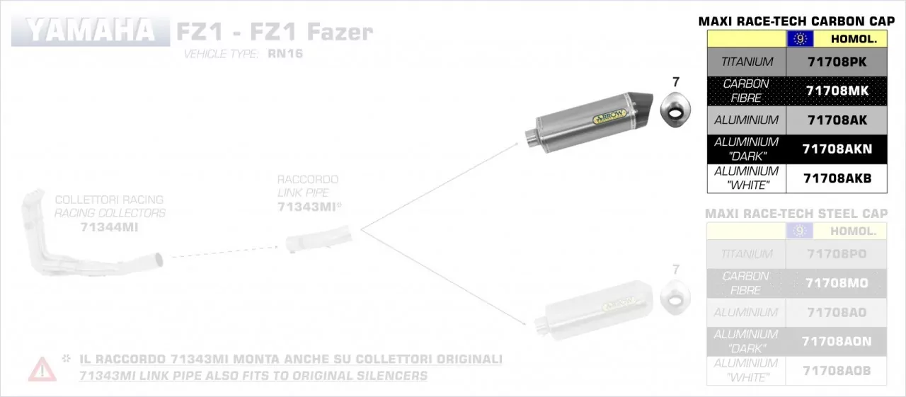 Arrow Endschalldämpfer MaXi Race-Tech Aluminium, Yamaha FZ1 - FZ1