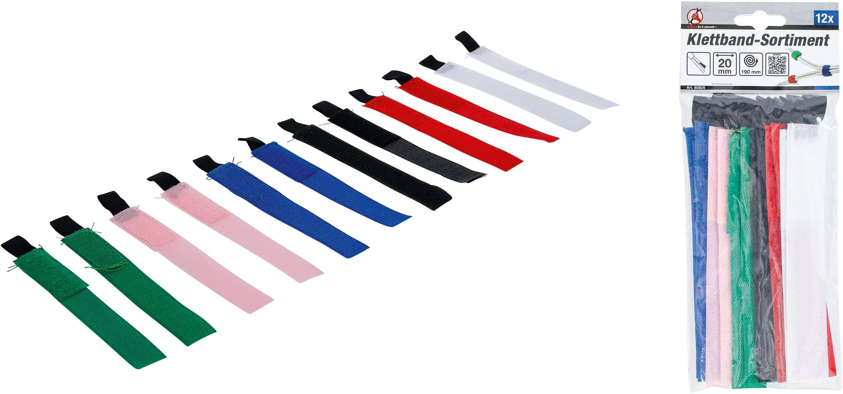 Klettband-Sortiment | 20 x 190 mm | 12-tlg.