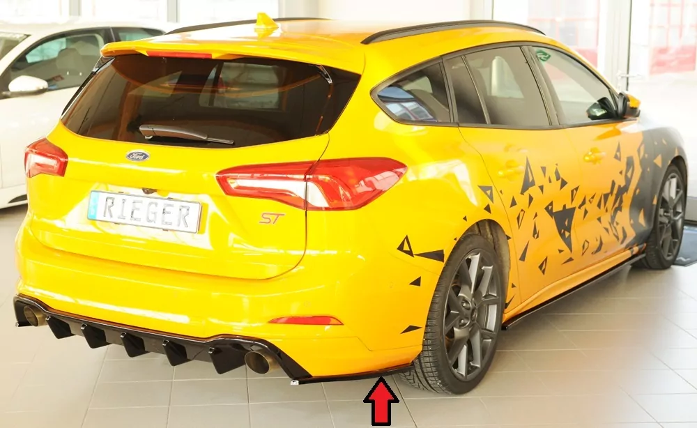 Rieger Heckschürzenansatz seitlich rechts glanz schwarz für Ford Focus 4 ST (DEH) 5-tür. (Turnier) 04.22- (ab Facelift)