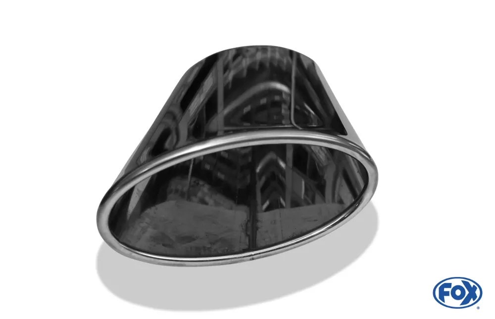 Anschweißendrohr Typ 38 - Rechts  160x90 mm / Länge: 300 mm - oval  - seitlich nach rechts 15°, sowie 15° nach unten abgeschrägt / eingerollt / ohne Absorber