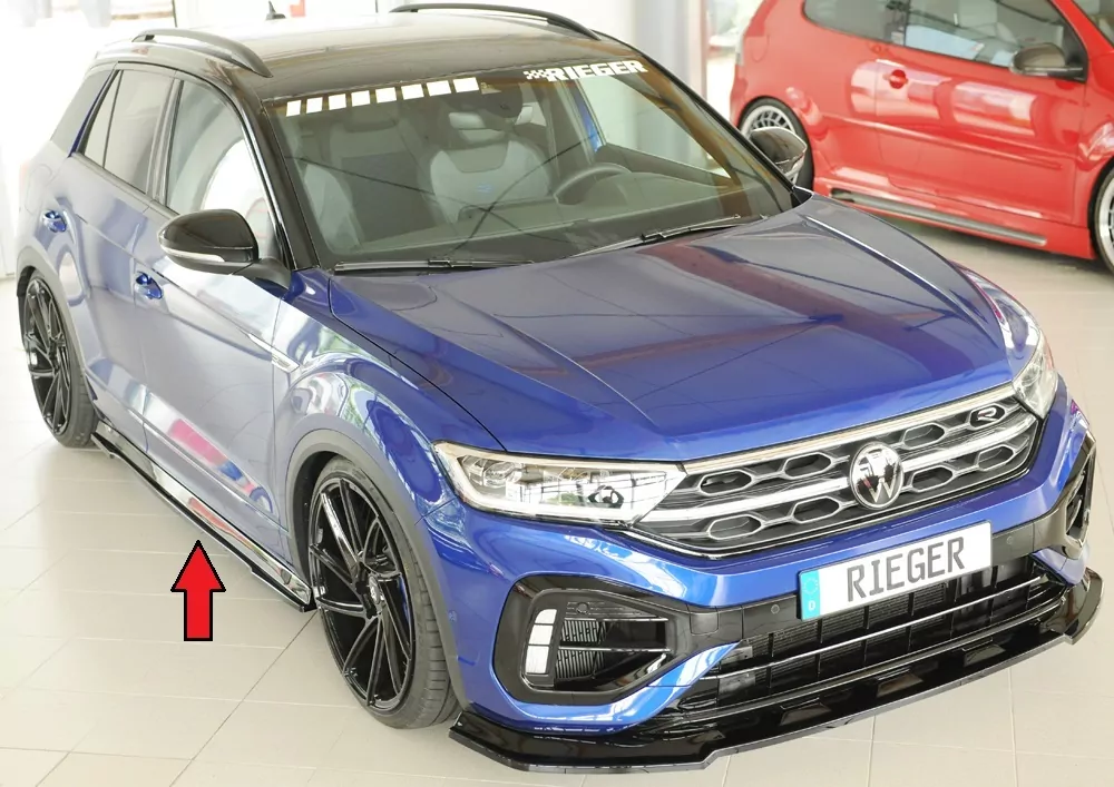 Rieger Seitenschweller rechts ansatz glanz schwarz für VW T-Roc R (A1) 5-tür. 01.22- (ab Facelift)