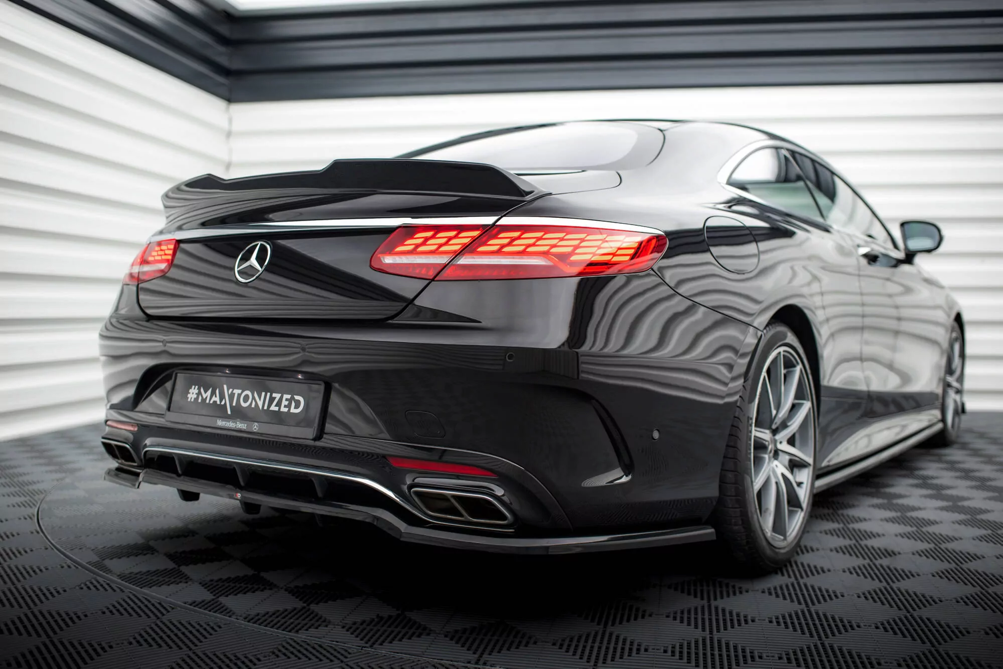Spoiler CAP Für 3D Mercedes-Benz S Coupe AMG-Line C217 Facelift Schwarz Hochglanz