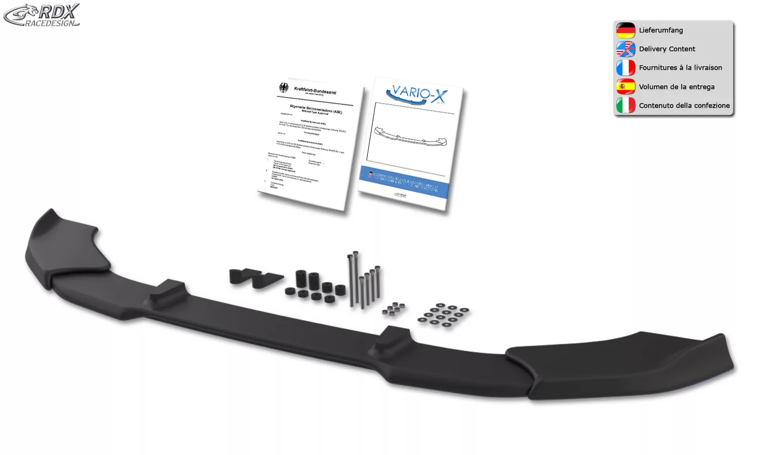 RDX Frontspoiler VARIO-X für SKODA Citigo (2011-2017, auch für Monte Carlo) Frontlippe Front Ansatz Vorne Spoilerlippe