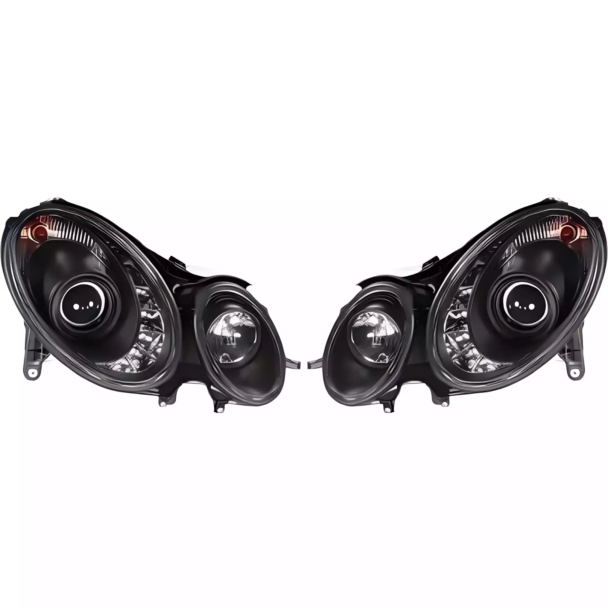 DESIGNSCHEINWER.SET W211, 02-06 KLARGLAS/SCHWARZ LED STANDLICHT/ TFL OPTIK H7+H7+MOTOR FÜR ELEKTR.LWR (1615385)
