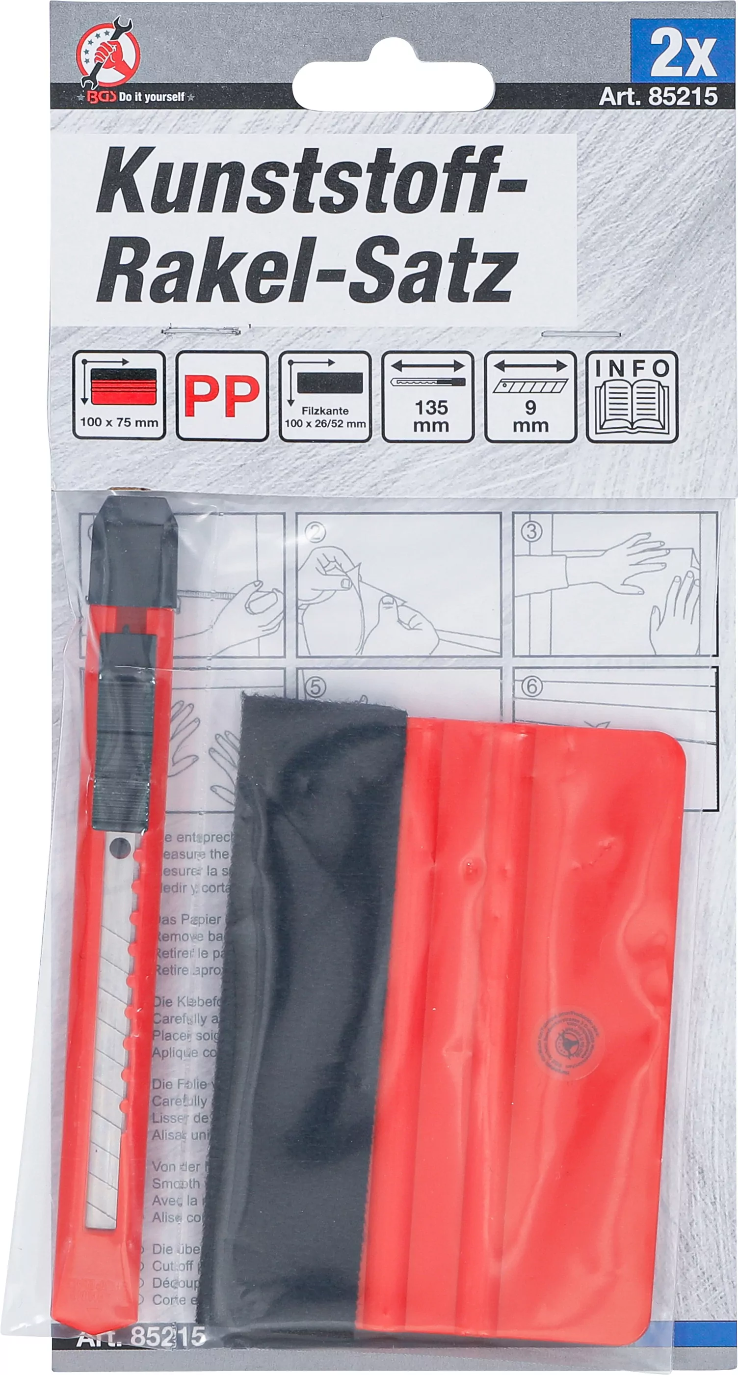 Kunststoff-Rakel-Satz | für Folien | mit Filzkante | 2-tlg.