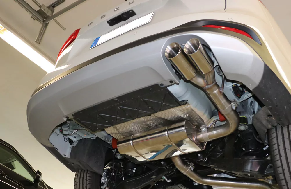 BMW F32 - 420d Coupe M-Paket Endschalldämpfer quer Ausgang rechts/links passend an Rieger Heckschürzeneinsatz - 2x80 Typ 25 rechts/links