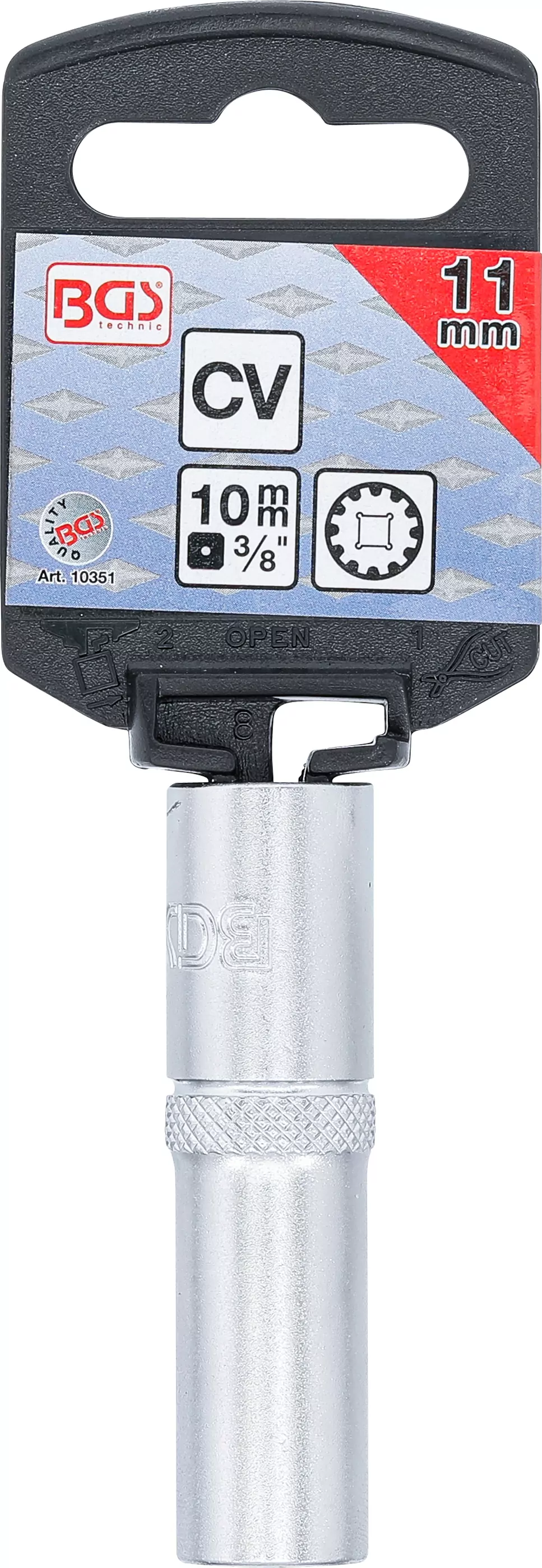 Steckschlüssel-Einsatz Gear Lock, tief | Antrieb Innenvierkant 10 mm (3/8") | SW 11 mm