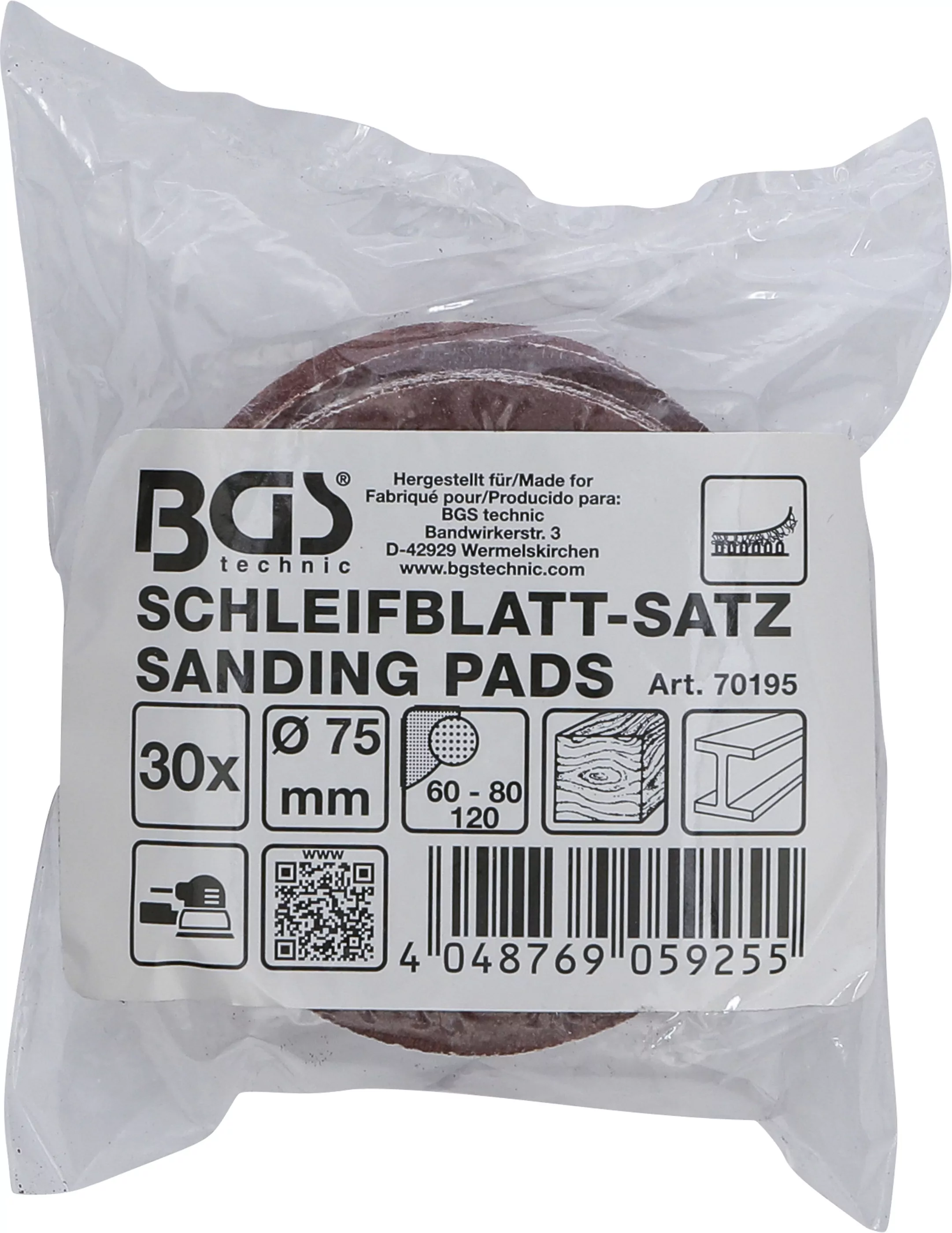 Schleifblatt-Satz für Exzenterschleifer | Ø 75 mm | K 60 - 80 - 120 | 30-tlg.