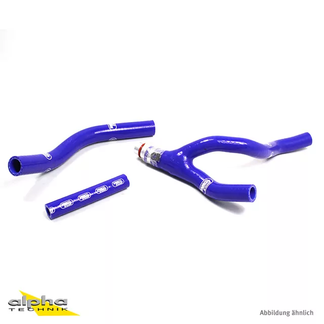 SAMCO SPORT Siliconschlauch Kit Y-Stück - Race Design mit Alu-Stück blau für Yamaha YZ250F Modelljahr 2014-2018