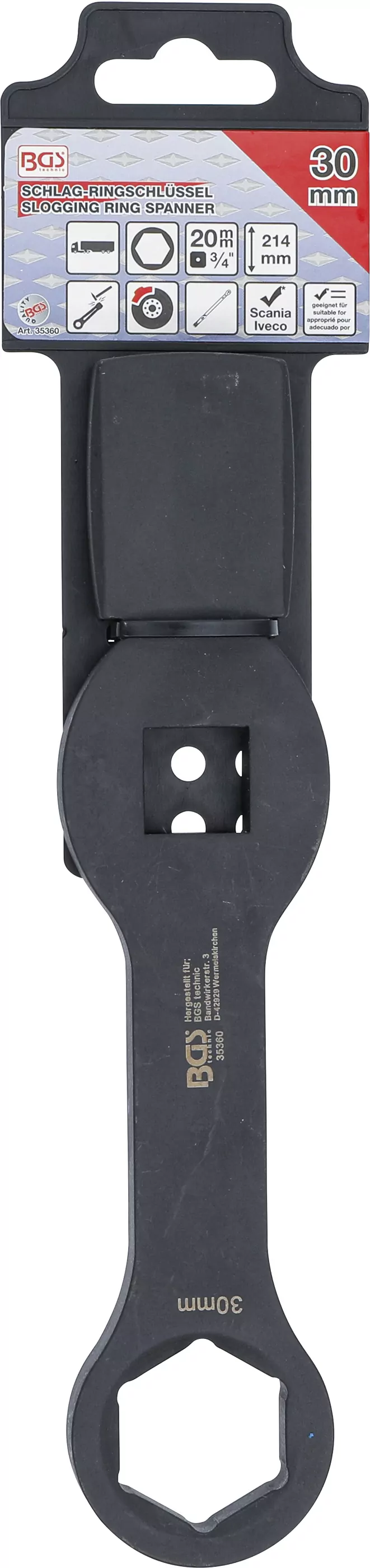 Schlag-Ringschlüssel | Sechskant | mit 2 Schlagflächen | SW 30 mm