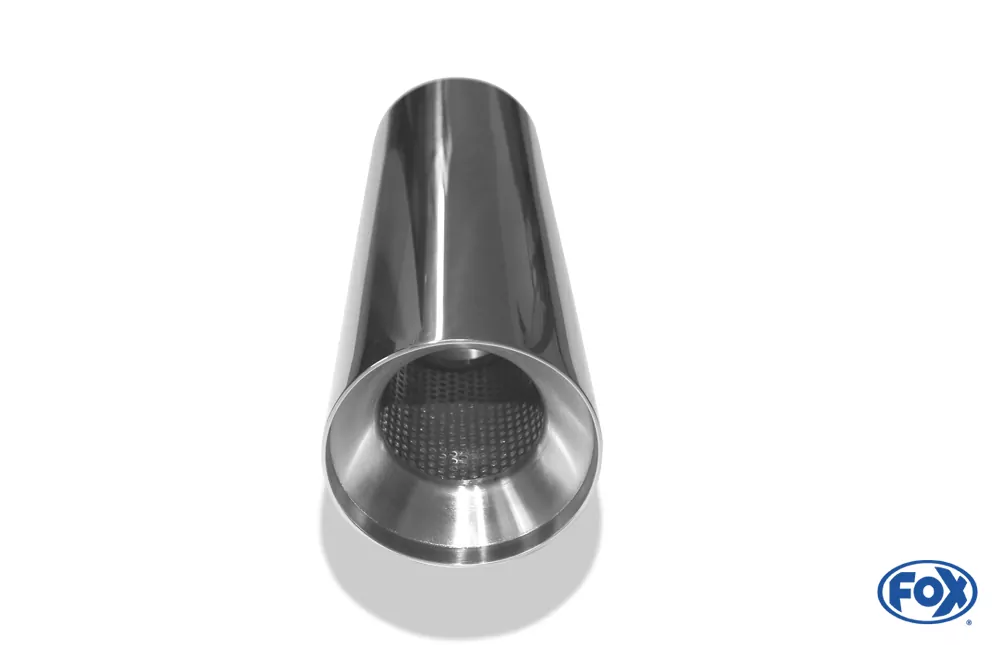 Anschweißendrohr Typ 22  Ø 100 mm / Gesamtlänge: 300 mm  - rund / uneingerollt / gerade / mit poliertem Absorber (Innendurchmesser 63mm - Länge: ca. 140mm)